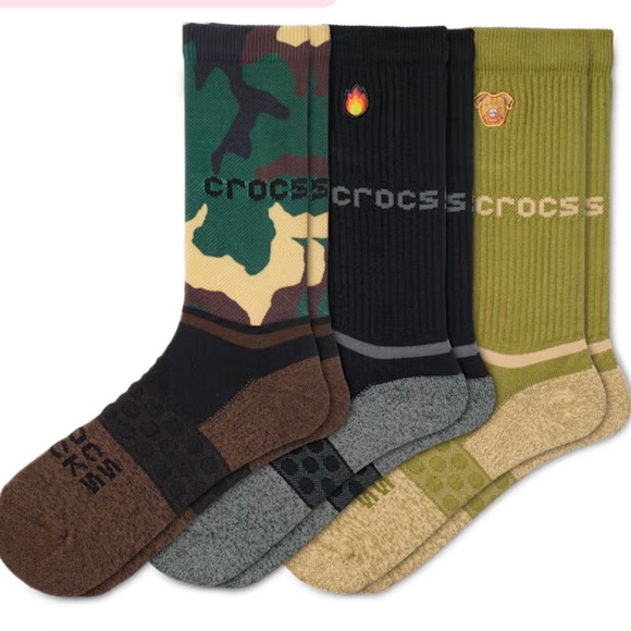 Crocs Socks Graphic 3 Pack Crew Length - Picture 1 of 3